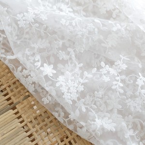 <span class=keywords><strong>Tela</strong></span> bordada de organza blanca LS883, gasa de malla de encaje <span class=keywords><strong>para</strong></span> vestido de boda, mantel hecho a mano, DIY - Product Image 2