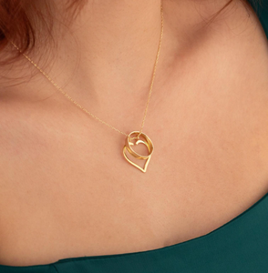 Su misura 18k placcato in <span class=keywords><strong>oro</strong></span> placcato a forma <span class=keywords><strong>di</strong></span> cuore collana con supporto anello minimalista gioielli per anelli <span class=keywords><strong>di</strong></span> <span class=keywords><strong>fidanzamento</strong></span> - Product Image 1
