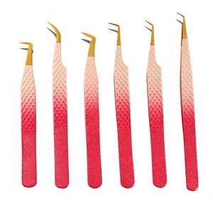 Pinzas para extensión de pestañas, punta de fibra curva, pinzas para pestañas individuales, fácil ventilador, pinzas de aislamiento de volumen ruso, pestañas - Product Image 1