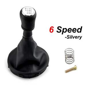 Pomo de Palanca de Cambios para Volkswagen T5 T5.5, 6 Velocidades, Cubierta de Cuero Negro para Transmisión Manual - Product Image 1