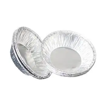 Papel de aluminio desechable, tartas de huevo, moldes para pasteles, pequeños platos de pudín de papel de aluminio redondo