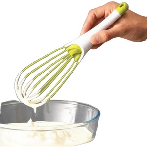 1 pièce Fouet à œufs manuel rotatif multifonctionnel en plastique et silicone, mini outil de cuisine écologique pour la pâtisserie - Product Image 1