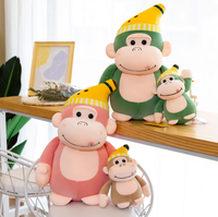 Nouvelle conception, jouet en peluche singe gorille de dessin animé avec chapeau banane mignon de 25 cm, rembourrage en coton PP, poupée pour enfants, cadeau d'anniversaire, de chevet ou de vacances