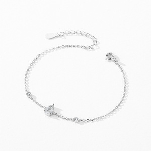 S925 Sterling Silver Zircon Teardrop Round Geometric Chain <b>Bracelet</b> for Women <b>Fashionable</b> Jewelry Customizable copper version - Product Image 6
