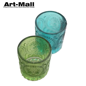 Pot à bougie en verre texturé unique, verre gaufré, bougie à la cire végétale, combustion propre pour un environnement domestique sain - Product Image 1