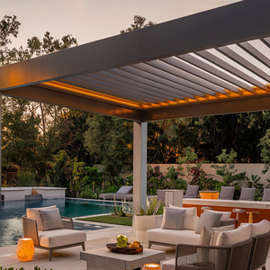 Pérgola Eléctrica para Exteriores, Kit de Techo Ajustable de Aleación de Aluminio con Luz LED y Sensor de Lluvia para Terraza, Restaurante, Patio Trasero, Balcón - Product Image 5