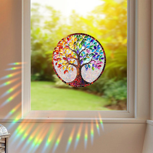 Usine En Gros Coloré Arbre De Vie Chat Noir <span class=keywords><strong>Hibou</strong></span> Sunshine Catcher Verre Autocollants Activé Par L'eau PET En Caoutchouc Masquage Nouveau - Product Image 1