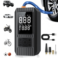 Compresseur de gonflage de pneus sans fil portable 150 PSI avec jauge numérique, arrêt automatique, gonflage rapide, lumière d'urgence, ABS