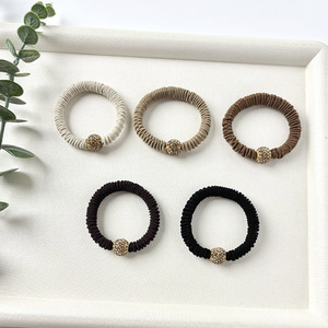 High Elasticity Korean Style Rhinestone Hair Ties For Women Daily Use Nylon Hair Accessories Pleated <b>Circle</b> Design - Product Image 1