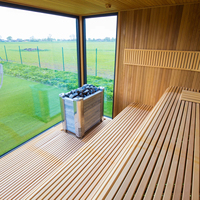 Sauna extérieur moderne en bois de pruche massif pur en gros avec poêle Panneau de commande informatique pour utilisation en villa