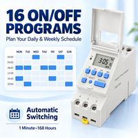 THC15A Saklar Timer Digital AC 220V DIN Rail yang Dapat Diprogram, Saklar Waktu Harian Mingguan dengan 16 Program Nyala Mati