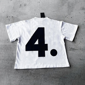 T-shirts en coton tricoté 100 % pour hommes, personnalisables avec logo brodé, coupe oversize, grammage lourd 200 grammes, effet vieilli avec lettres - Product Image 3