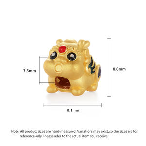 2025 alta calidad chino Pixiu con cuentas 24K oro sólido 0,35G esmalte artesanía joyería accesorios chorro de arena brillo - Product Image 4