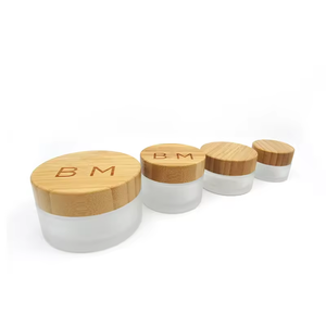 Lujo 5ml 15ml 30ml 50ml 100mL <span class=keywords><strong>200ml</strong></span> Vidrio transparente esmerilado Bambú Cara Cuerpo Mantequilla Crema Frascos de vidrio con tapas de Bambú - Product Image 3