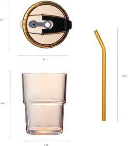 Best Seller <b>Double</b> <b>Wall</b> Glass Vacuum Insulated 12oz Beer Travel Tumbler <b>Mug</b> with Straw - Product Image 2