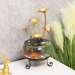 Ornement de bureau rond et élégant pour aquarium miniature, avec circulation d'eau, ultra silencieux, design papillon, pour la maison et le bureau - Product Image 1