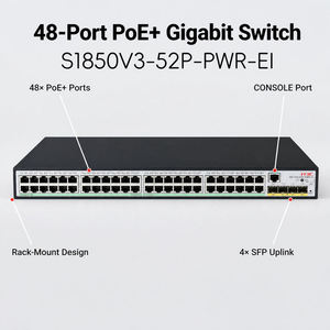 สวิตช์จัดการแบบ Layer 2 รุ่นใหม่ H3C S1850V3-52P-PWR-EI 48 พอร์ต Gigabit พร้อม QoS SNMP 4 พอร์ตออปติคอลกิกะบิต ควบคุมผ่านเว็บ LAN - Product Image 1
