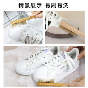 Solid Wood Long Handle <b>Shoe</b> <b>Brush</b> Pig Hair Bristle Hanging Design For Cleaning And Dust Removal - Product Image 5