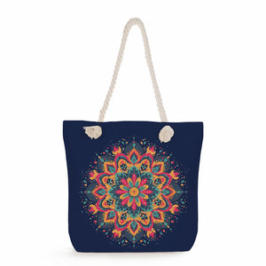 Moda nuevo bolso de <span class=keywords><strong>hombro</strong></span> con estampado de <span class=keywords><strong>Mandala</strong></span> patrón irregular asa de cuerda gruesa bolso de playa de poliéster de gran capacidad - Product Image 6