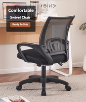 Fauteuil de Bureau Ordinateur Pivotant en Maille Noire Confortable Moderne en Tissu Réglable avec Support Lombaire