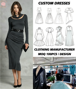 Vestido ajustado midi de manga larga con cuello vuelto y recortes para mujer, vestido para salir a diario o de noche - Product Image 1
