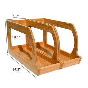 Unique Hot Sales Natural Bamboo Cabinet <b>Storage</b> Rack Stackable Can Rack Organizer <b>for</b> Saving <b>Kitchen</b> Space - Product Image 2