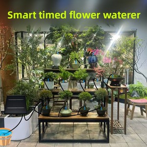 Sistema di irrigazione automatico a goccia F119 ad energia solare con timer <span class=keywords><strong>per</strong></span> piante in vaso da esterno, kit autoirrigante da giardino - Product Image 1