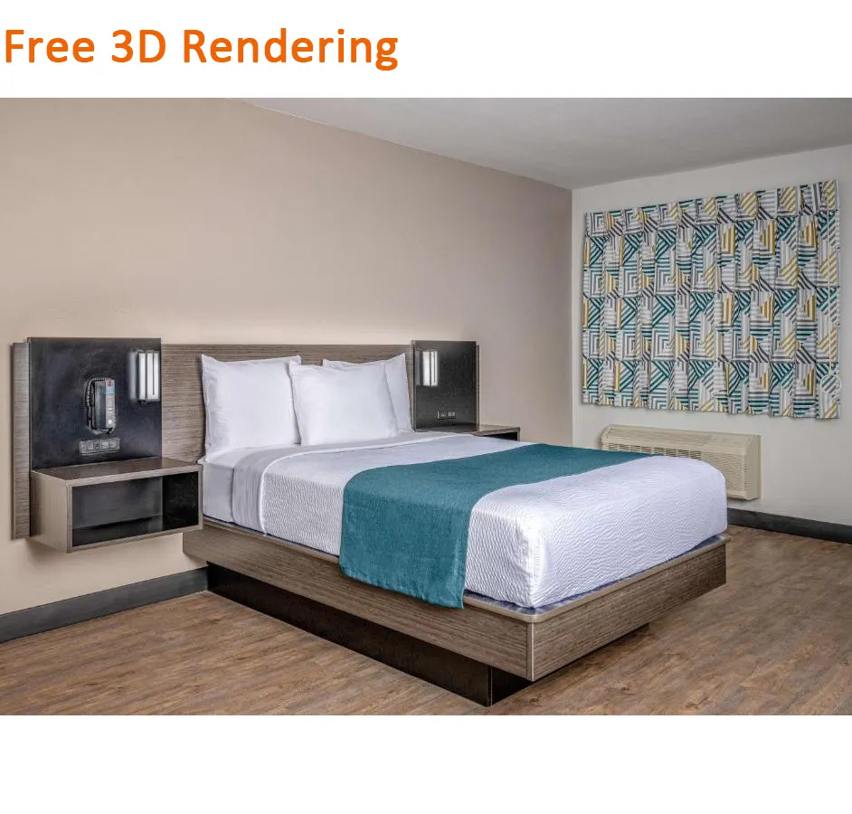 G2634 होटल फ़र्निचर फ़ैक्टरी आपूर्ति आधुनिक नए डिज़ाइन के बेडरूम सेट मोटल 6 जेमिनी फ़र्निचर होटल