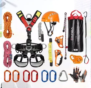 XINDA Kit a doppia corda Set di imbracature di sicurezza per il corpo completo per la protezione anticaduta che lavora in altezza per arrampicata su roccia albero in corda doppia