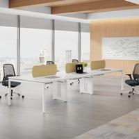 Escritorio de Oficina Modular de Diseño Lineal Moderno para 2, 4 o 6 Personas, con Pantalla de Madera, Estación de Trabajo para Personal Cara a Cara