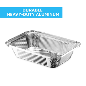 Aluminum <b>Container</b> Disposable <b>Foil</b> Tray with Cardboard or Plastic Dome Lid 700ML 1.5LB to Go Food Pan Eco-Friendly - Product Image 5