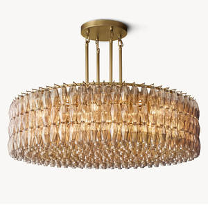 61" American Round Chandelier Retro High Quality Smoke Glass Pendant Lamp Modern Hotel Italian Design Big Luxury Chandelier - Product Image 3