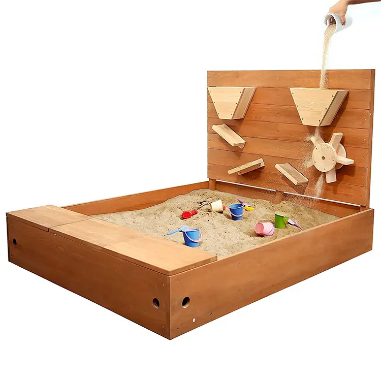 लकड़ी के बेंच बगीचे के साथ <span class=keywords><strong>सैंडबॉक्स</strong></span> खेल का मैदान के साथ लकड़ी के बच्चों Sandpit दो बेंच लकड़ी