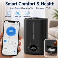Humidificateur d'air ultrasonique intelligent à LED silencieux, grande capacité 4,5 L, remplissage par le haut, brume fraîche, avec UV-C, pour la maison, la chambre et le bureau