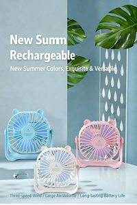 พัดลมตั้งโต๊ะขนาดเล็กแบบชาร์จไฟได้ เงียบ หมุนได้ 360 องศา และปรับได้ - Product Image 6