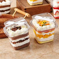 Boîte à gâteau carrée avec couvercle et base personnalisés, boîte d'emballage de dessert en plastique transparente de luxe en deux parties