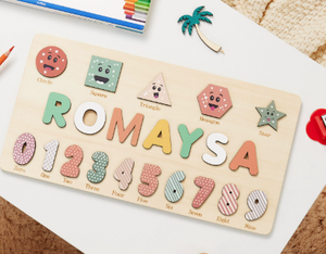 NovaCross Nouveau <span class=keywords><strong>puzzle</strong></span> <span class=keywords><strong>en</strong></span> <span class=keywords><strong>bois</strong></span> multifonctionnel éducatif pour enfants, personnalisable avec un nom, cadeau de premier anniversaire pour bébé, respectueux de l'environnement - Product Image 6