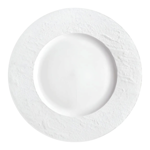 แผ่นพอร์ซเลนแบบแบนสำหรับตกแต่งผนัง ขนาดเส้นผ่านศูนย์กลาง 27ซม. สีขาว - Product Image 1