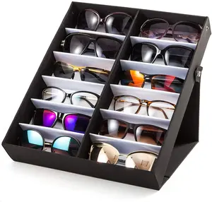 Glasses Tray Sunglasses Display Case - 12 Slots Eyeglass Organizer Box Eyewear Holder Sunglass Stand Sun Glasses Organizer