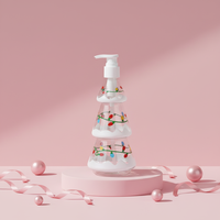 Flacon vide 480 ml transparent en PET, écologique et recyclable, pour emballage de Noël, avec pompe pulvérisatrice pour shampoing, savon liquide et lotion, sérigraphié