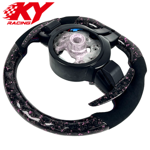 Volante deportivo personalizado de fibra de carbono forjada rosa con LED y indicador de RPM para BMW F10 F30 F15 F20 F22 F33 F45 F80 F90 M3 M5 X3 X5 - Product Image 3