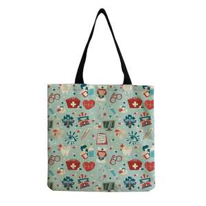 Fashion Nurses Canvas Tote Bags Women Men Medical <b>Stethoscope</b> Shopping Bag Nurses Life Gifts Casual Shoulder Bag - Product Image 2