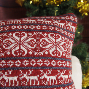 Bonne qualité <span class=keywords><strong>rouge</strong></span> motifs ethniques floraux <span class=keywords><strong>pull</strong></span> crochet laine tricoté noël coussin taie d'oreiller couverture - Product Image 2