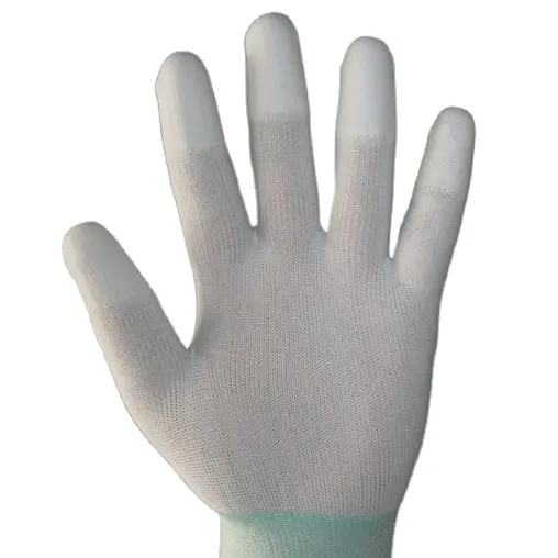 LN-8005F beyaz renk üst fit esd pu kaplı naylon eldiven toptan çin