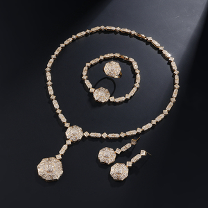 RAKOL SP400 Chinese Jeweler Luxury Shiny Zircon Round Pendant <b>Necklace</b> Jewelry Two-Piece <b>Set</b> for Women - Product Image 5