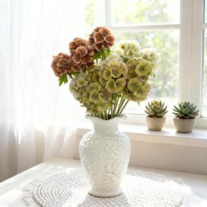 Chất Lượng Cao Duy Nhất Thân Cây Nhân Tạo Bất Cảm Ứng Lụa Trắng Scabiosa Hạt Giống Pod Hoa Cho Đám Cưới Nhà Trang Trí Nội Thất Cho Ngày Valentine - Product Image 6