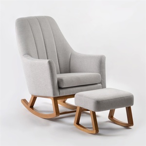 Fauteuil à bascule d'allaitement en bois pour chambre de bébé, canapé-lit avec base en bois - Product Image 3