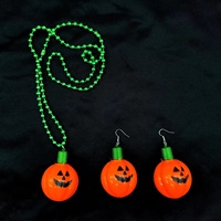 Halloween LED allumer citrouille boucles d'oreilles collier décorations Festival fête vacances grand événement fournitures jouets cadeau