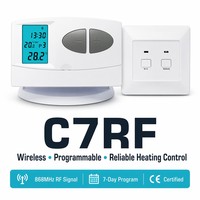 Thermostat RF sans fil intelligent C7RF pour système de chauffage à chaudière à gaz, thermostat d'ambiance programmable avec relais à contact sec 8A