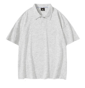 Polo de Manga Corta Informal, Holgado, de Mezcla de Algodón, Color Gris Jaspeado, con Cuello Clásico, para Hombre, Tejido Transpirable, Venta al Por Mayor - Product Image 1